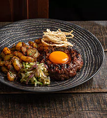 Chopped beefsteak. Pushkin-style potatoes